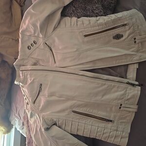 White womens harley  leather jacket